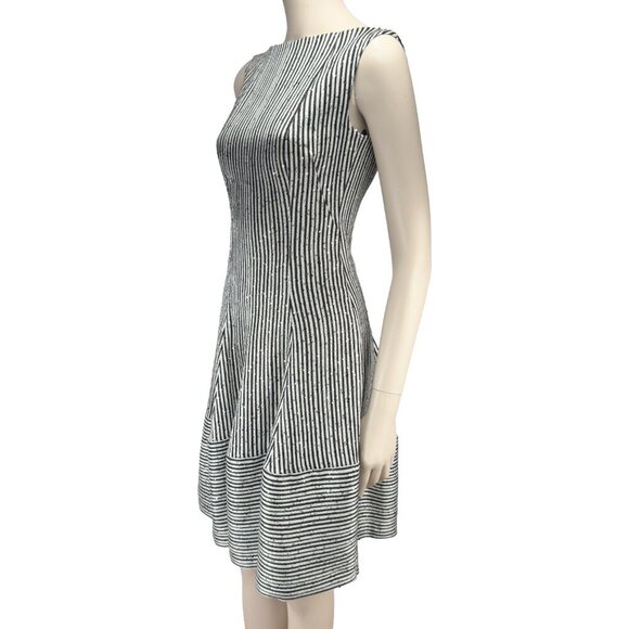 TALBOT RUBHOF Luxury Designer Cocktail Sequins A-Line Black Grey Dress sz 36 / 6 - Picture 7 of 13